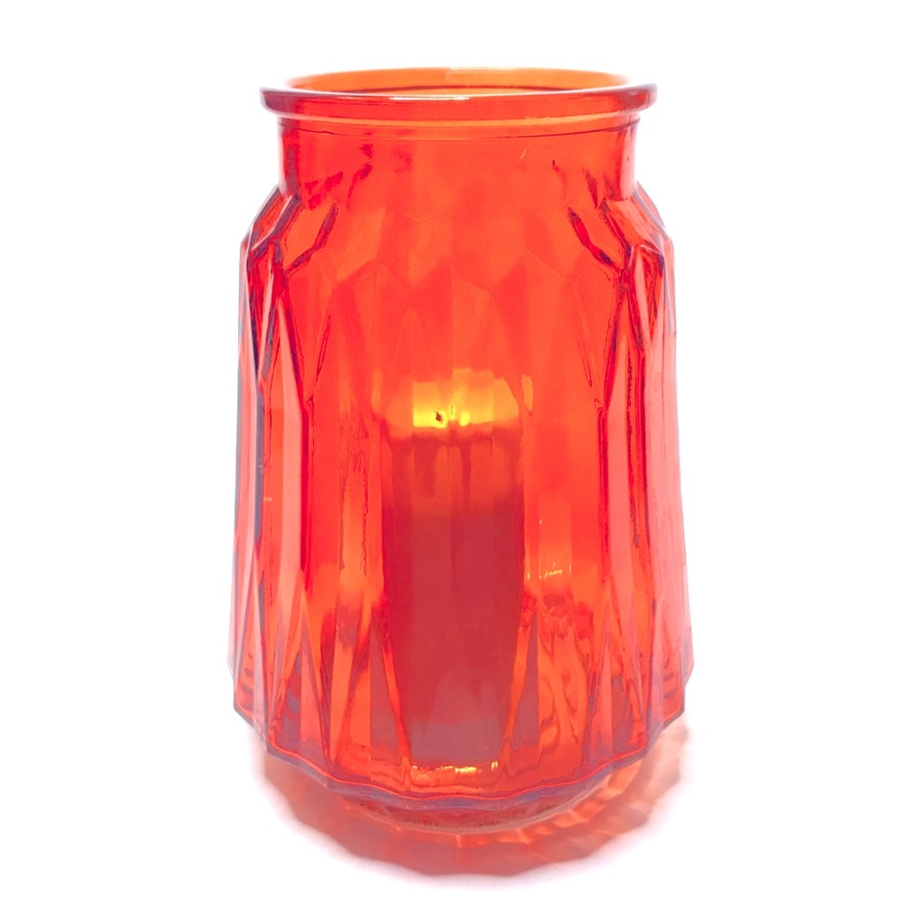 Vintage geometric light fixture vessel vase orange